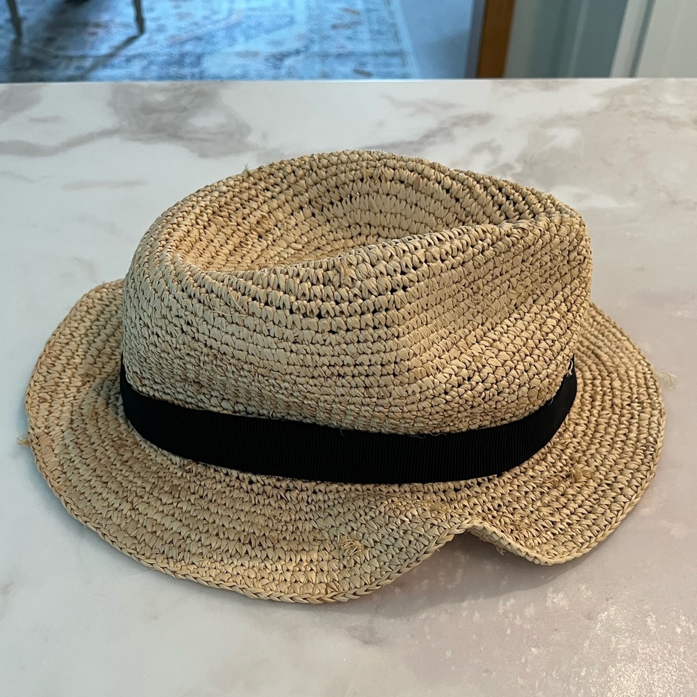 J. Crew Packable Straw Hat with Black Band